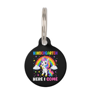 Placa Para Mascotas Unicornio de jardín de infancia aquí vengo De vuel