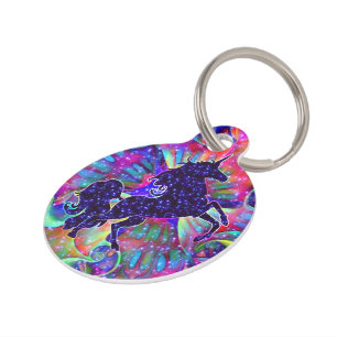 Placa Para Mascotas UNICORNIO DEL UNIVERSO multicolor