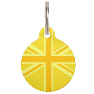 Placa Para Mascotas Union Jack amarillo vibrante
