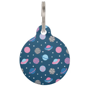 Placa Para Mascotas Universe & Planets Pattern
