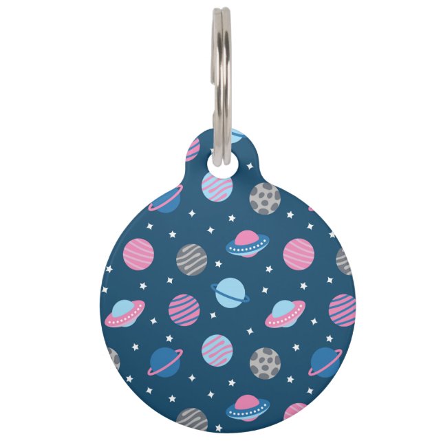 Placa Para Mascotas Universe & Planets Pattern (Anverso)