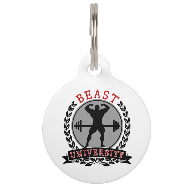 Placa Para Mascotas Universidad de la bestia Bodybuilding alrededor de (Anverso)