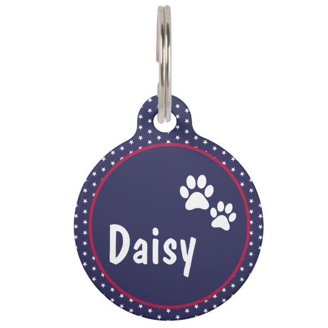 Placa Para Mascotas USA Patriotic Paw  (Anverso)