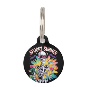Placa Para Mascotas Vacaciones de verano espeluznantes en la playa