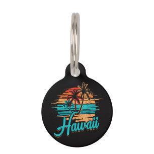 Placa Para Mascotas Vacaciones Tropicales en las Islas Hawaianas
