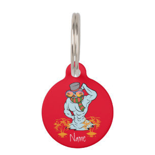 Placa Para Mascotas Vacaciones Tropicales Musculares De Snowman Thunde