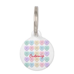Placa Para Mascotas Valentine Candy Hearts Thunder_Cove