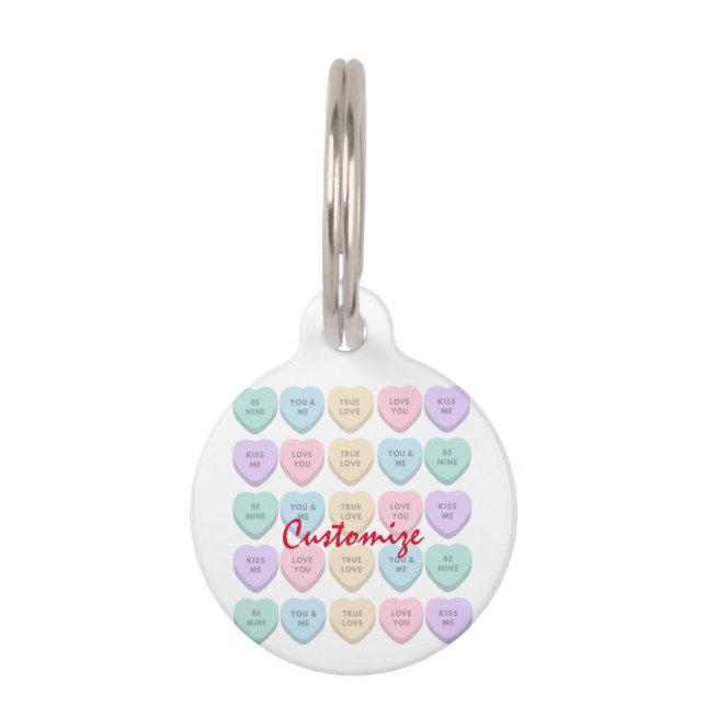 Placa Para Mascotas Valentine Candy Hearts Thunder_Cove (Anverso)