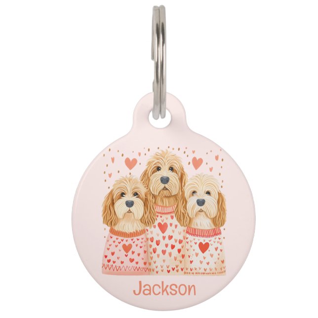Placa Para Mascotas Valentine Goldendoodle Dogs (Anverso)