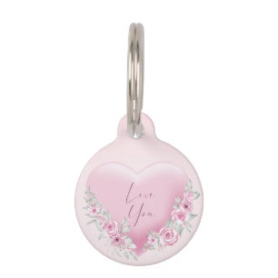 Placa Para Mascotas Valentines Pink Heart