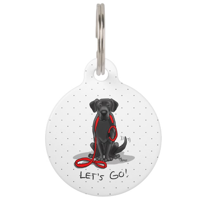 Placa Para Mascotas ¡Vamos! Black Lab Labrador Retriever Lindo (Anverso)