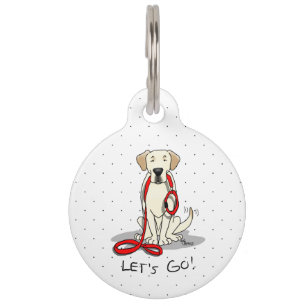 Placa Para Mascotas ¡Vamos! Labrador Retriever perro amarillo lindo