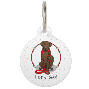 Placa Para Mascotas ¡Vamos! Perro Retriever de Capa Plana (hígado)
