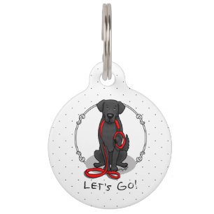 Placa Para Mascotas ¡Vamos! Perro Retriever de Pelaje Plano (negro)