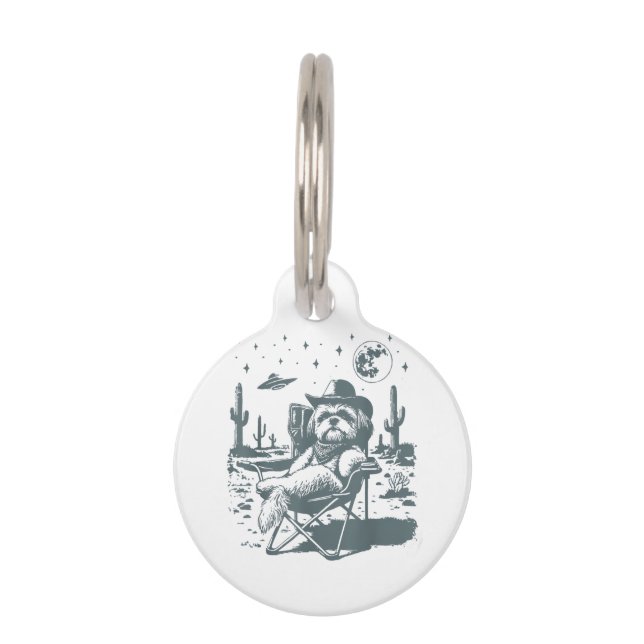 Placa Para Mascotas Vaqueros OVNI Western (Anverso)