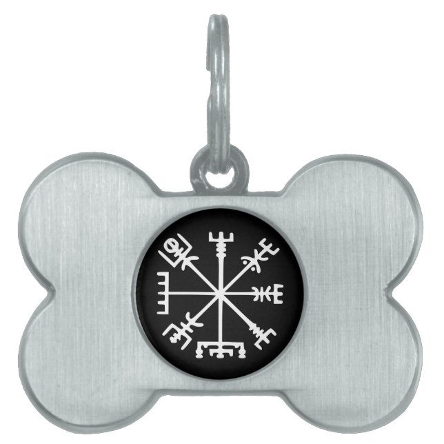 Placa Para Mascotas Vegvísir (compás de Viking) (Frente)