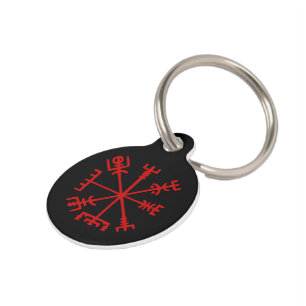 Placa Para Mascotas Vegvísir rojo sangre (compás de Viking)