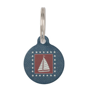 Placa Para Mascotas Velero costero del arte el en rojo