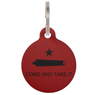 Placa Para Mascotas ¡Ven y tómalo! Bandera de batalla del estado de Te