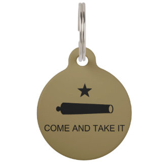 Placa Para Mascotas ¡Ven y tómalo! Bandera de batalla del estado de Te