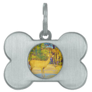 Placa Para Mascotas Venado de color turbio con azul claro
