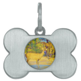 Placa Para Mascotas Venado de color turbio con azul claro