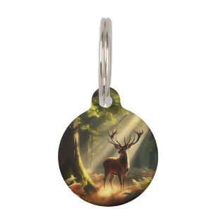 Placa Para Mascotas Venado en el bosque matutino