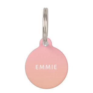 Placa Para Mascotas Verano Ombre Naranja Rosa Nombre Personalizado