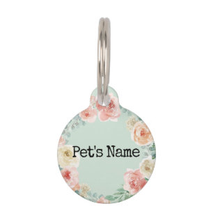Placa Para Mascotas Verde estoy perdido llama a mamá mascota flor