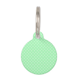 Placa Para Mascotas Verde Menta y Lunares Blancos