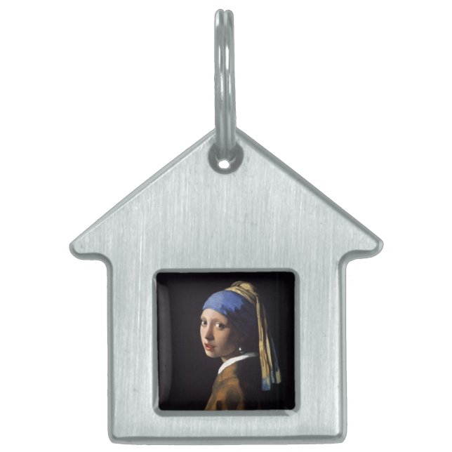 Placa Para Mascotas Vermeer Chica Pearl Earring Masterpiece Pintura (Frente)