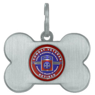 Placa Para Mascotas Veterano retirado de la 82.ª División Aerotranspor