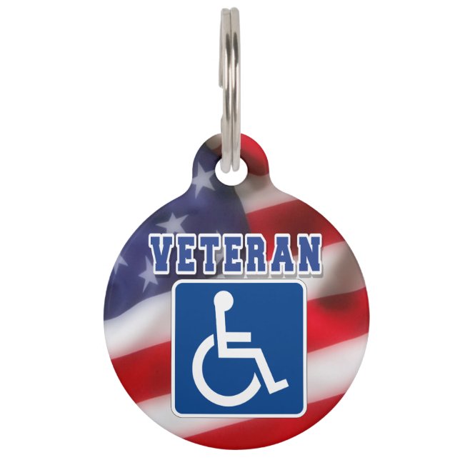 Placa Para Mascotas Veteranos discapacitados de los Estados Unidos (Anverso)