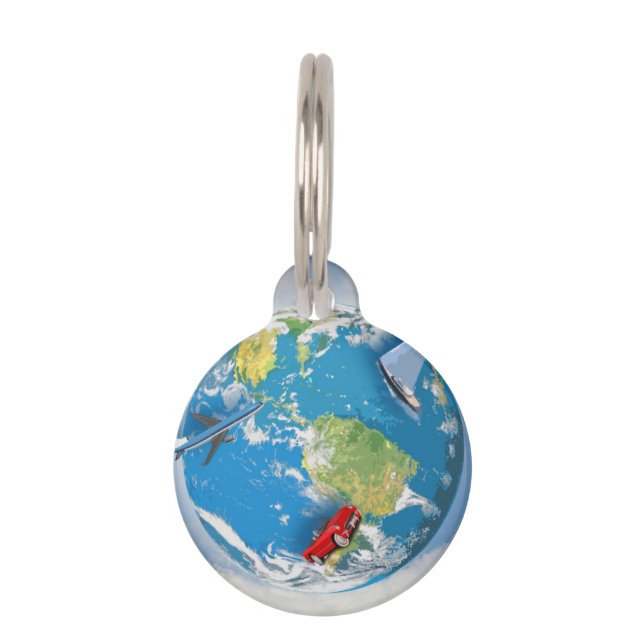 Placa Para Mascotas Viaja el mundo (Anverso)