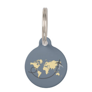 Placa Para Mascotas Viajemos por el ilustracion mundial