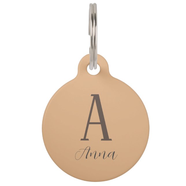 Placa Para Mascotas Vibaje de otoño monograma (Anverso)
