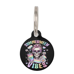 Placa Para Mascotas Vibraciones de Summerween Dulce Chica Esqueleto Ve