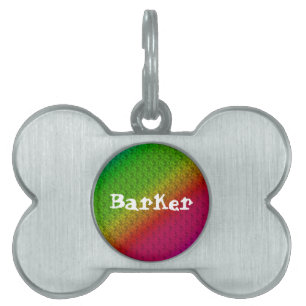 Placa Para Mascotas Vibrante floral Gradiente de arcoiris diagonal Aña