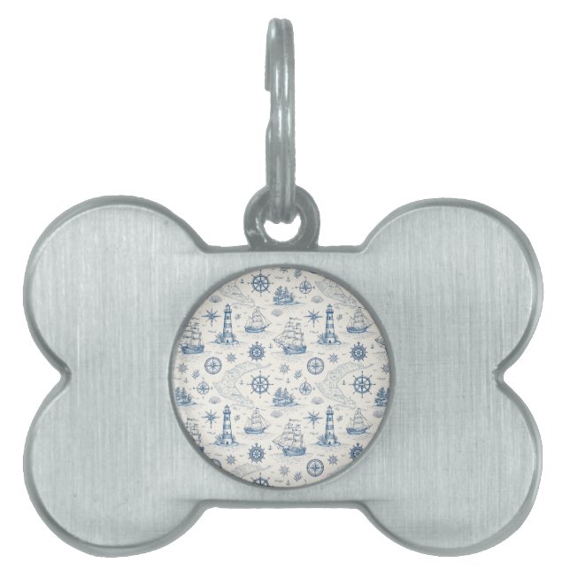 Placa Para Mascotas Vida Costera Océanos Azules (Frente)