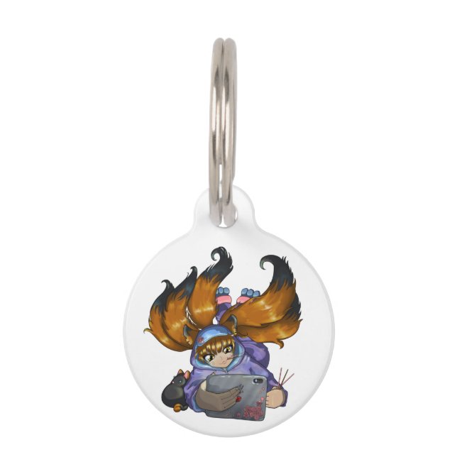 Placa Para Mascotas Vida de Kitsune (Anverso)