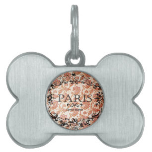Placa Para Mascotas Viintage Paris Damask