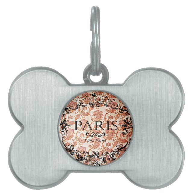 Placa Para Mascotas Viintage Paris Damask (Frente)