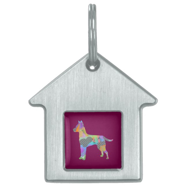 Placa Para Mascotas Vino de la Casa del Perro de Patrón (Frente)
