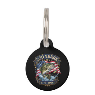 Placa Para Mascotas Vintage 1776-2026 Pesca de Lubina Patriótica 250 A