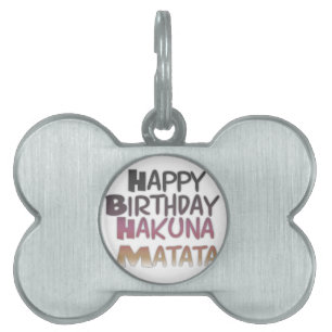 Placa Para Mascotas Vintage Happy Birday Hakuna Matata Purple Inspir