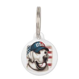 Placa Para Mascotas Vintage, Labrador de béisbol de EE. UU.