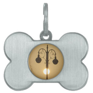 Placa Para Mascotas Vintage luz de la calle Victoriana Sunset. Arte de