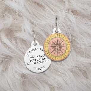 Placa Para Mascotas Vintage Nautical Compass