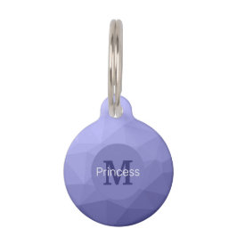 Placa Para Mascotas Violeta azul malla patrón ombre Monograma