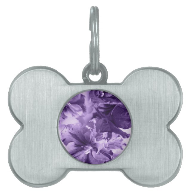 Placa Para Mascotas Violetas monocromas (Frente)